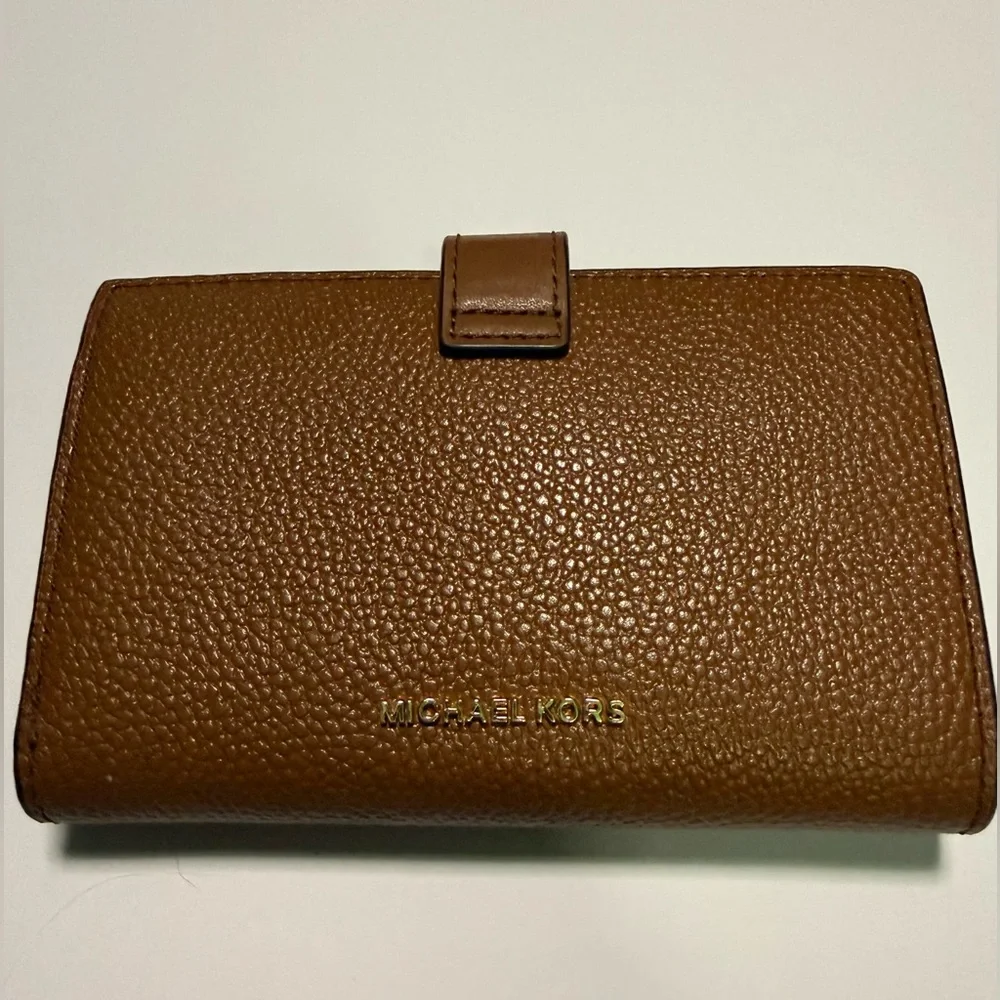 Michael Kors Tan Leather Wallet with Gold Accent